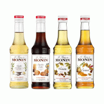 Monin Coffee Syrup Pack With Caramel, Vanilla, Chocolate Cookie and Hazelnut - 4 x 25cl - Discovery pack