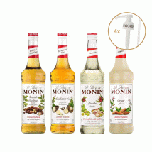 Monin Syrup Pack Macadamia Nuts, Roasted Hazelnut, Pistachio and Orgeat Syrups - 4 x 70cl - Dosing pump,Manufactured in France