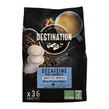 36 dosettes souples Décaféiné Bio - DESTINATION - Dosette compatible Senseo