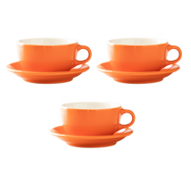 3 tasses et sous tasses Latte Bowl orange - ORIGAMI - 21 à 30 cl