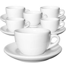 Ancap Set of 6 Porcelain Palermo Cappuccino Competition Cups and Saucers - 15 cl - With handle