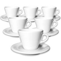 Ancap Set of 6 Porcelain Favorita Cappuccino Cups and Saucers - 19 cl - With handle