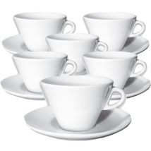 Ancap Set of 6 Porcelain Favorita Latte Art Cappuccino Cups and Saucers - 26cl - With handle