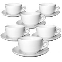 Ancap Set of 6 Porcelain Verona Caffe Latte Cups and Saucers - 36cl - With handle