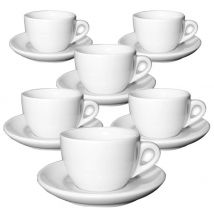 Ancap Set of 6 Porcelain Verona Cappuccino Cups and Saucers - 19 cl - With handle