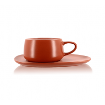 OGO Living - Tasses à thé - OGO Living - tasses + soucoupe en grès paprika 30cl