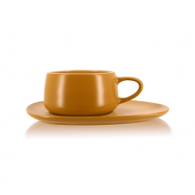 OGO Living - Tasses à thé - OGO Living - tasses + soucoupe en grès jaune 30cl