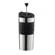 Bodum Travel Press Stainless Steel Double-Wall with Extra Lid in Black - 35cl