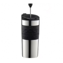 Bodum Travel Press Stainless Steel Double-Wall with Extra Lid in Black - 35cl - BPA free