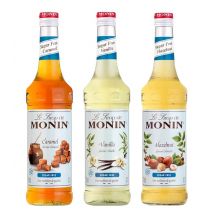 Monin - 3 Sirops Sans Sucre de 70cl - Vanille Caramel Noisette - MONIN - Sans sucre