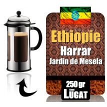 Cafés Lugat - @Ground coffee for French press coffee makers. - Moka Harrar - 250 g - Lionel Lugat - Roasted by our roasters!