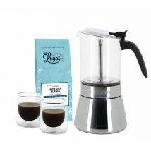 Pylano - PYLANO Kiara Stainless Steel Moka Pot - 9 Cups + Free Coffee and Gift