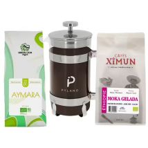 Pylano Cafetière 8-cups + Organic Coffee Discovery Pack - 2 x 250g