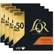 200 capsules professionnelles Delizioso compatibles Nespresso - L'OR ESPRESSO - Sélection Rouge (Italien)