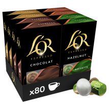 80 capsules compatibles Nespresso - 4 cafés aromatisés - L'OR ESPRESSO - Sélection Violet (Grandes Marques)