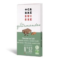 Carré Suisse - Tablette Chocolat au lait aux amandes entières Caramel et café Bio Equitable 100g - Carré Suisse