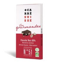 Carré Suisse - 100g tablette chocolat noir aux noisettes entières Bio Equitable - CARRE SUISSE
