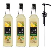 1883 - Maison Routin - Lot de 3 Sirops Bio Citron - Bouteille verre 3x1L pour professionnel - 1883 + Pompe doseuse - ROUTIN