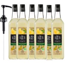 1883 - Maison Routin - lot de 6 Sirops Bio Citron - Bouteille verre 6x1L pour professionnel + pompe doseuse 1883 ROUTIN