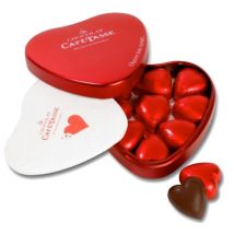 Café-Tasse Red Heart Tin with Milk Chocolate Pralines - 115g