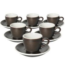 6 Tasses Espresso et sous-tasses Egg 8cl Gunpowder - Loveramics - 7 à 10 cl