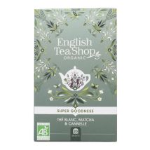 English Tea Shop Super Goodness Organic White Tea Matcha and Cinnamon - 20 tea bags - Individually wrapped