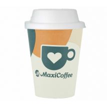 MaxiCoffee - Lot de 50 Gobelets MaxiCoffee 35 cl + Couvercles compostables