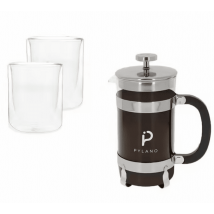 Pylano Cali 3-Cup Cafetiere + 2 Mila Double-Wall Glasses
