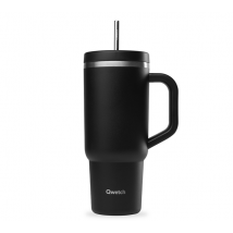Qwetch - Gourde isotherme avec paille Travel cup noir - 90 cl - QWETCH