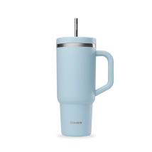 Qwetch Insulated Water Bottle with Straw Travel Cup - Pastel Blue - 90 cl