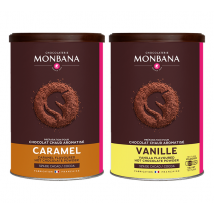 Monbana - Pack Chocolat Poudre Aromatisé Vanille Caramel - Vrac 2 x 250 g - MONBANA