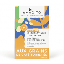 Amadito - Dark Chocolate 70% Création with Roasted Coffee Beans - Bar 35g - Manufactured in France