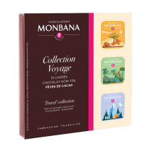 Monbana - Coffret Collection Voyage Carré Chocolat Noir 78% - 18 napolitains - MONBANA