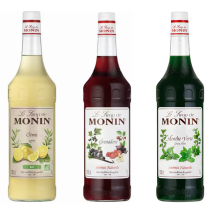 Lot De 3 Sirops Monin Menthe / Grenadine / Citron Bio 3 X 1 L