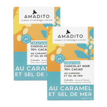 Amadito - Chocolat noir 70% Création au caramel et sel de mer - 2 tablettes 70g - AMADITO