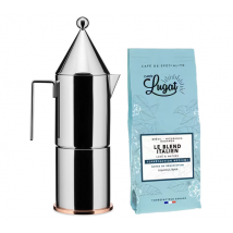 Alessi La Conica Moka Coffee Maker 300ml designed by Aldo Rossi - 6 cups + Free Coffee