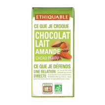 Ethiquable - Mini Tablette Chocolat au Lait Amande Pérou Bio - 30 g - ETHIQUABLE