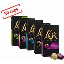 Pack découverte 50 capsules compatibles Nespresso* Original et L'Or Barista - Sélection Rouge (Italien)