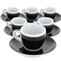 6 Tasses et sous-tasses expresso Verona noire millecolori - Ancap - Avec anse