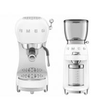 Machine Expresso Smeg Ecf02wheu + Moulin À Café Smeg Cgf11wheu