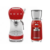 Machine Expresso Smeg Ecf02rdeu + Moulin À Café Smeg Cgf01rdeu