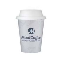 MaxiCoffee - Lot de 50 Gobelets MaxiCoffee 35 cl + Couvercles compostables