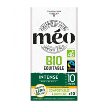 10 capsules compatibles Nespresso* Original compostables Bio Max Havelaar Intense -anti gaspi DLUO 09/2025 - CAFES MEO - Sélection Verte (Bio)