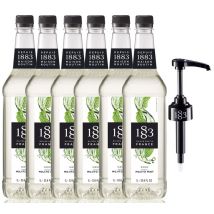 1883 - Maison Routin - Lot de 6 Sirops pour professionnel Mojito Mint (Sans Alcool) - Bouteille Plastique - 6x1L + Pompe doseuse - 1883 ROUTIN