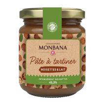 Monbana - Pâte à Tartiner Chocolat Lait Noisettes Sans Huile de Palme - 200 g - MONBANA