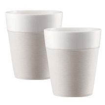 Bodum Set of 2 Bistro Porcelain Mugs With Silicone Sleeve White - 30cl