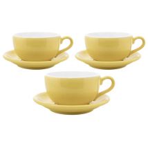 Origami - 3 Tasses et sous tasses Latte Bow 19 cl Jaune - ORIGAMI