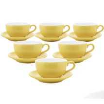 6 Tasses et sous tasses jaune - 19 cl - Latte Bowl Origami - 11 à 20 cl
