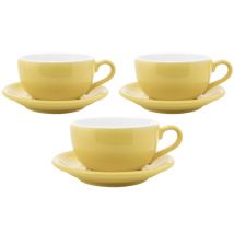 Origami - 3 Tasses et sous tasses Latte Bowl 25 cl Jaune - ORIGAMI