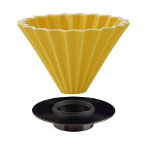 Origami - Dripper ORIGAMI jaune en porcelaine de Mino avec support Loveramics en inox